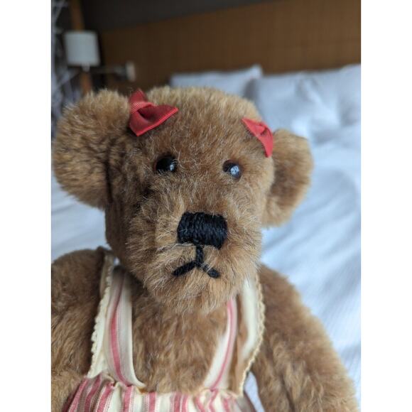 Vtg Teddy Bear DURBEARS SUSAN DURBAS BEAR PLUSH 18" SIGNED 1990 Girl Country NEW - Picture 2 of 7